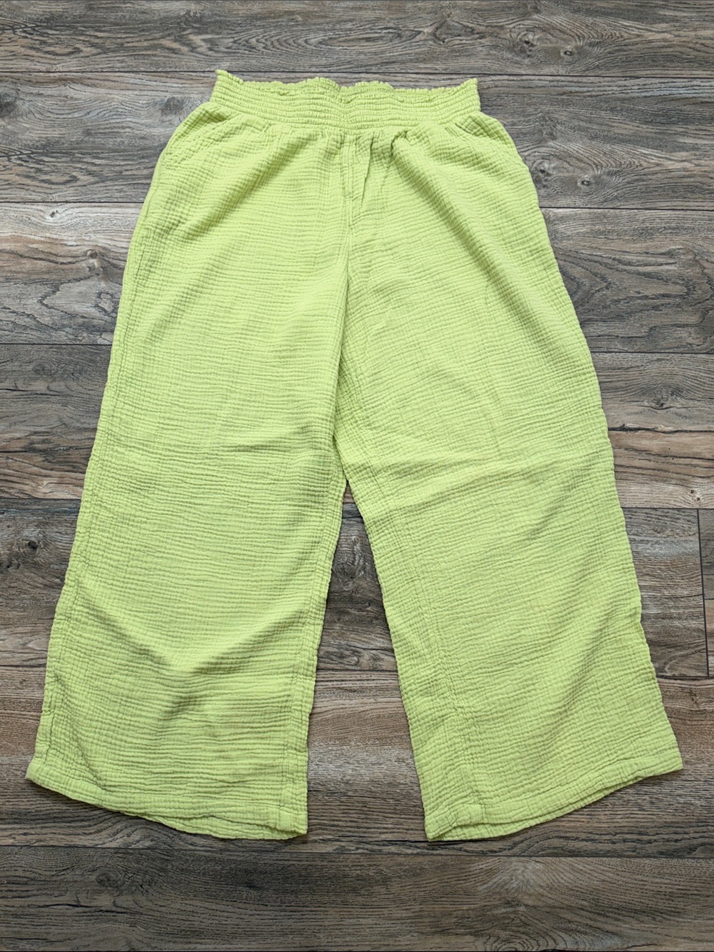 Wide-Leg Women's Pants in Lime Green - Lightweight Relaxed Fit